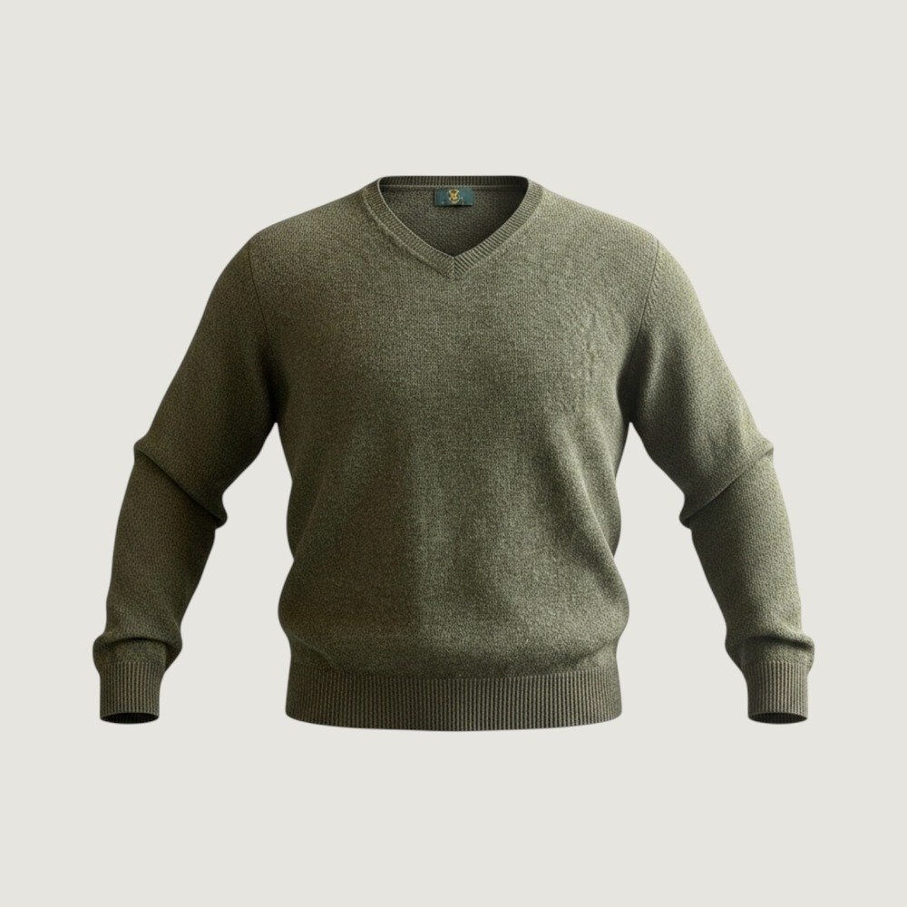 Club Room Mens XXL‎ Olive Green 100% Lambswool V-Neck Pullover Sweater Heathered